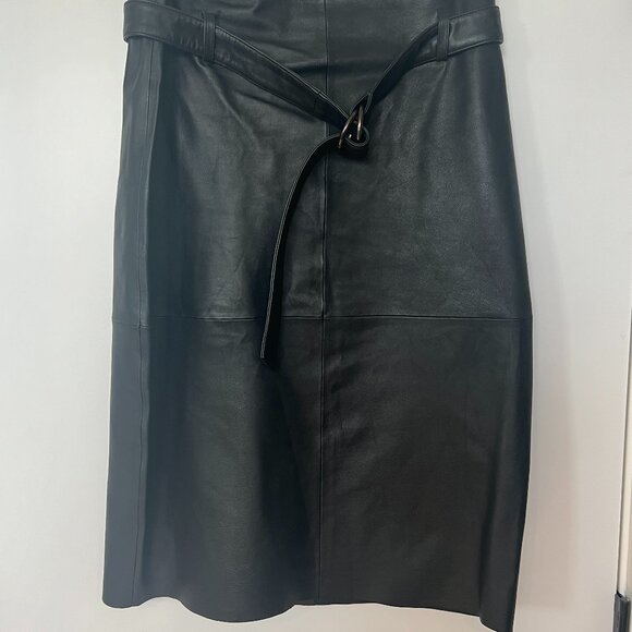 STORM Leather Skirt with Belt - Size 14 - Picture 1 of 5